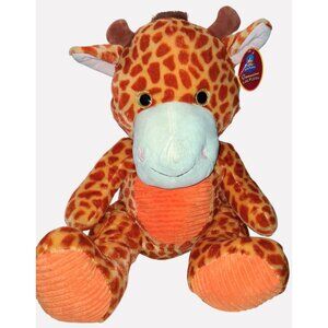 Huge Calplush Giraffe Stuffed Animal Plush Toy  Orange Corduroy Belly 32" Tall S